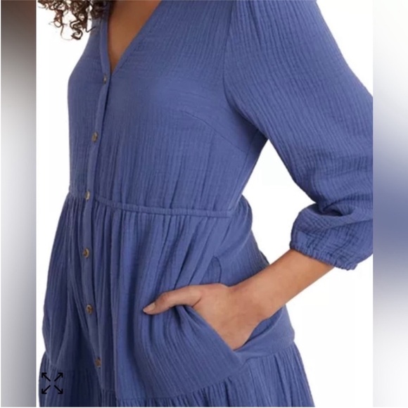 Marine Layer Willow Double Cloth Midi Dress in Periwinkle, M - Picture 4 of 13